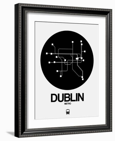 Dublin Black Subway Map-NaxArt-Framed Art Print