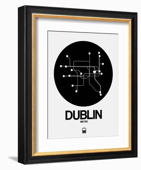 Dublin Black Subway Map-NaxArt-Framed Art Print