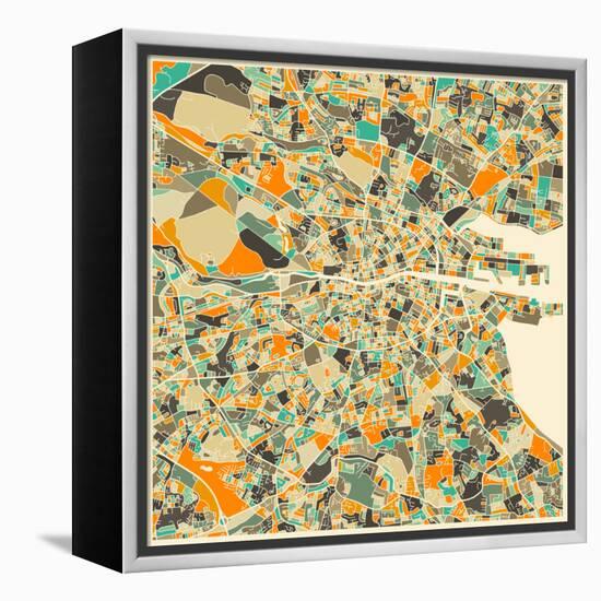 Dublin Map-Jazzberry Blue-Framed Stretched Canvas