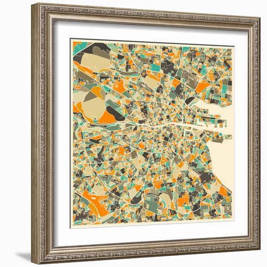 Dublin Map-Jazzberry Blue-Framed Premium Giclee Print