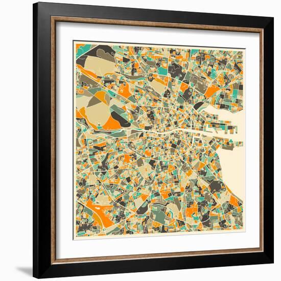 Dublin Map-Jazzberry Blue-Framed Premium Giclee Print