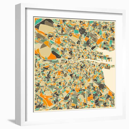 Dublin Map-Jazzberry Blue-Framed Premium Giclee Print