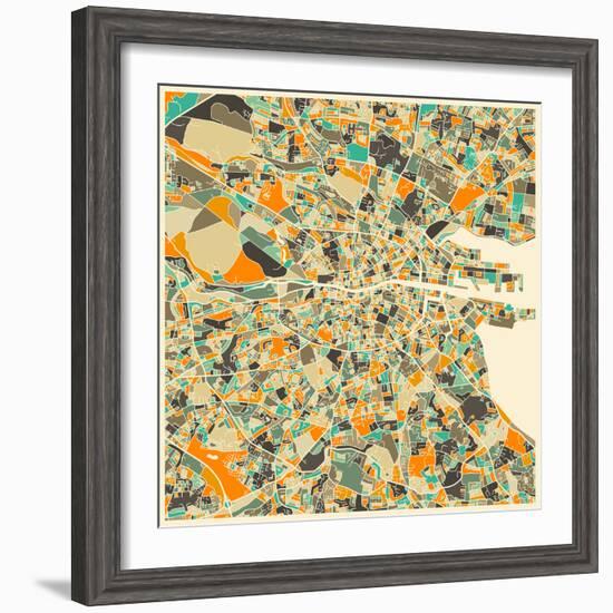 Dublin Map-Jazzberry Blue-Framed Art Print