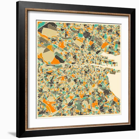 Dublin Map-Jazzberry Blue-Framed Art Print