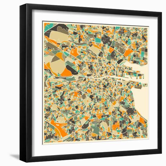 Dublin Map-Jazzberry Blue-Framed Art Print