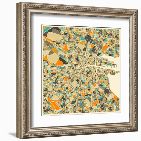 Dublin Map-Jazzberry Blue-Framed Art Print