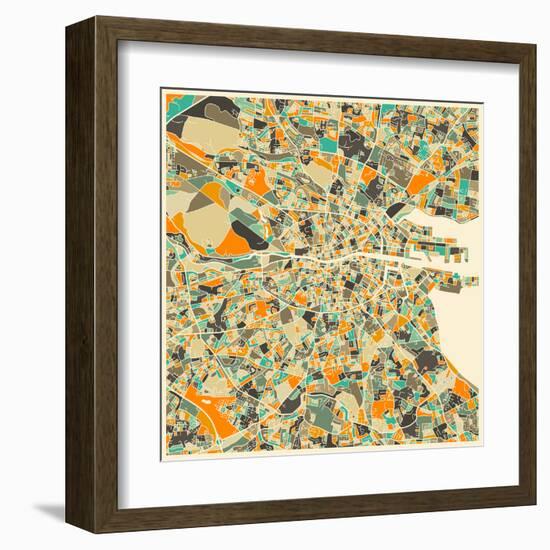 Dublin Map-Jazzberry Blue-Framed Art Print