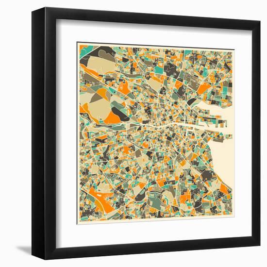 Dublin Map-Jazzberry Blue-Framed Art Print