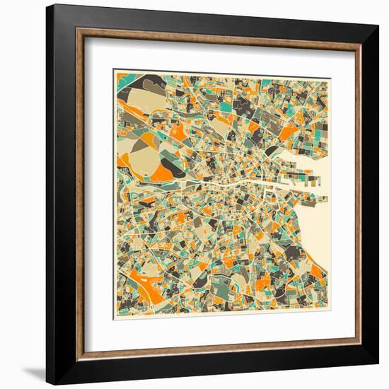 Dublin Map-Jazzberry Blue-Framed Art Print