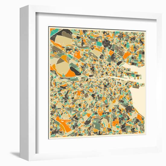 Dublin Map-Jazzberry Blue-Framed Art Print