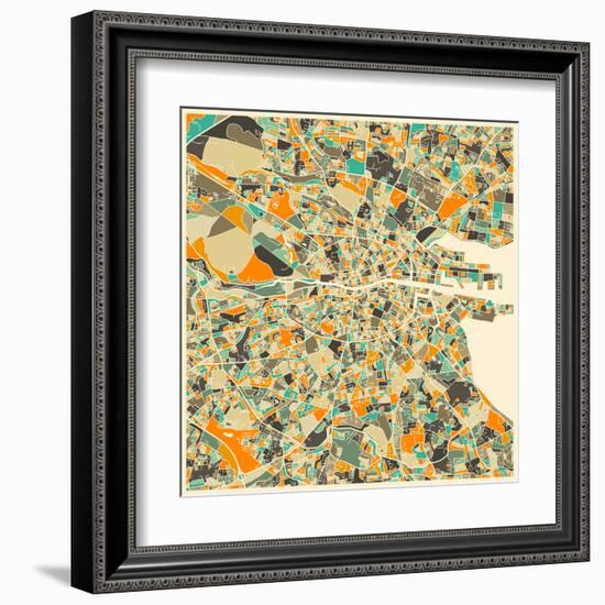 Dublin Map-Jazzberry Blue-Framed Art Print