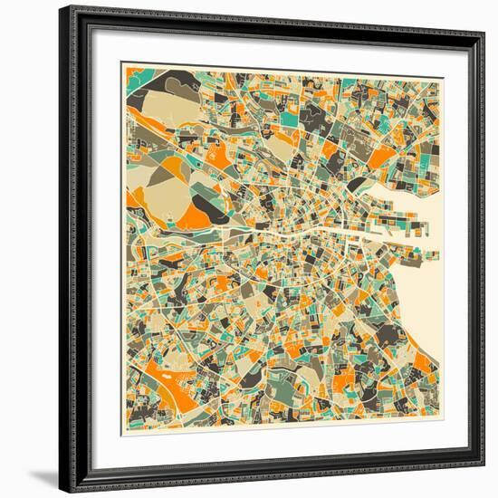 Dublin Map-Jazzberry Blue-Framed Giclee Print