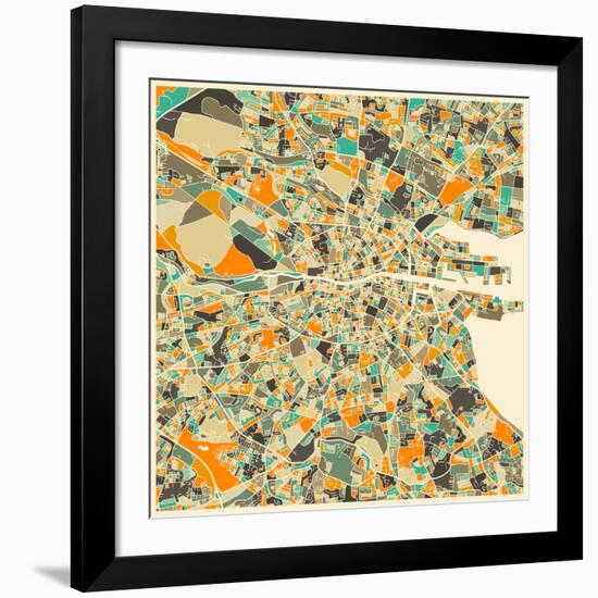 Dublin Map-Jazzberry Blue-Framed Giclee Print