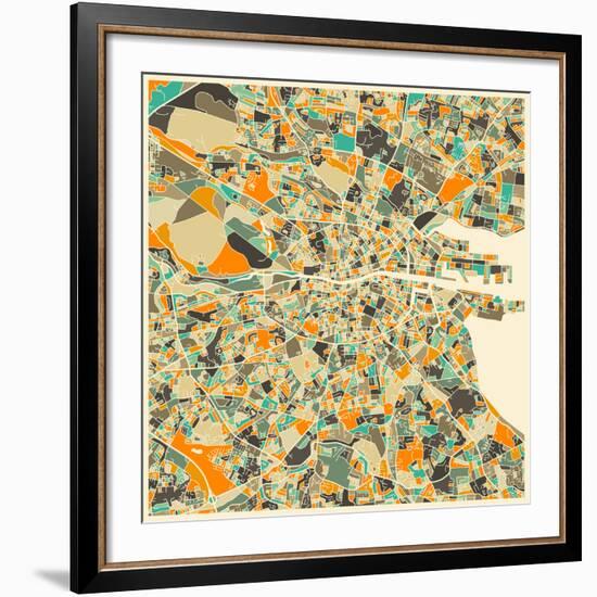 Dublin Map-Jazzberry Blue-Framed Giclee Print