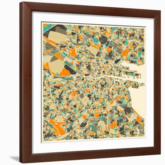 Dublin Map-Jazzberry Blue-Framed Giclee Print