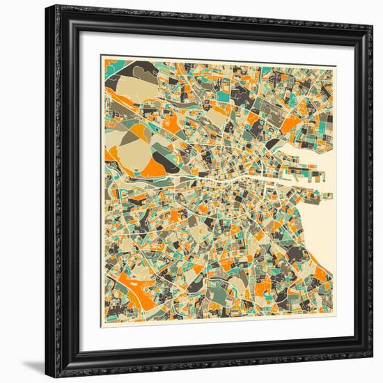 Dublin Map-Jazzberry Blue-Framed Giclee Print