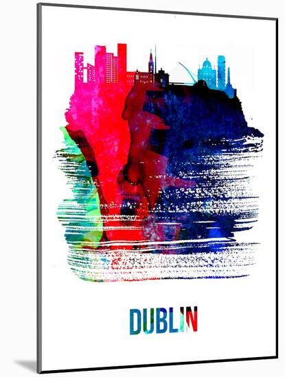 Dublin Skyline Brush Stroke - Watercolor-NaxArt-Mounted Art Print