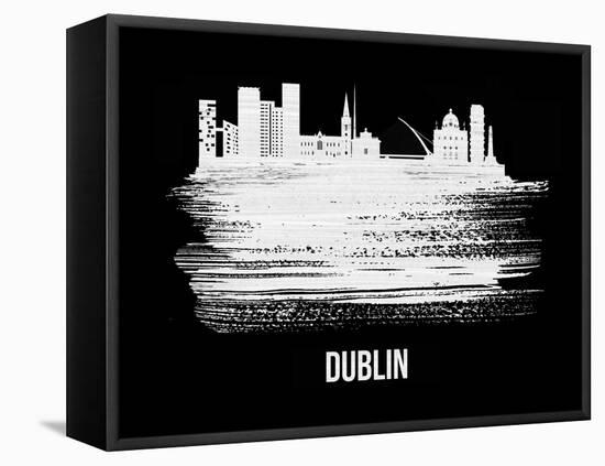 Dublin Skyline Brush Stroke - White-NaxArt-Framed Stretched Canvas