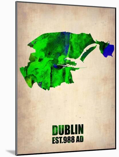 Dublin Watercolor Map-NaxArt-Mounted Art Print