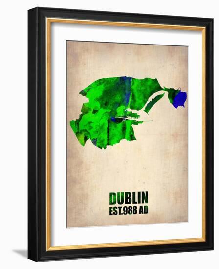 Dublin Watercolor Map-NaxArt-Framed Art Print