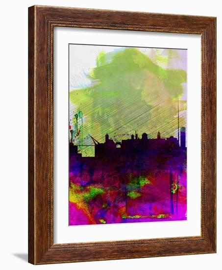 Dublin Watercolor Skyline-NaxArt-Framed Art Print