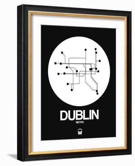 Dublin White Subway Map-NaxArt-Framed Art Print