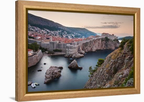 Dubrovnik and the City Walls at Sunrise-Matthew Williams-Ellis-Framed Premier Image Canvas