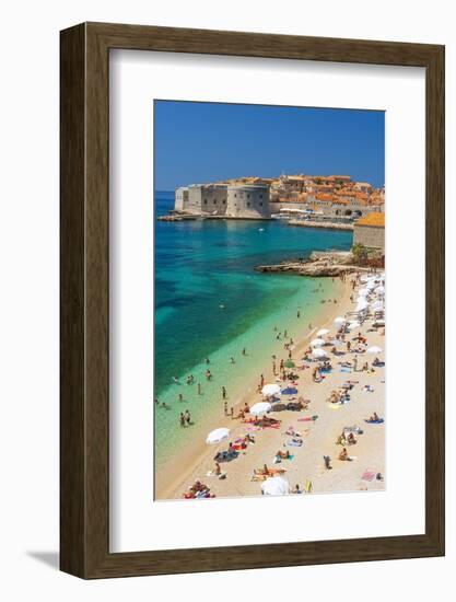 Dubrovnik, Croatia. Beach on the Adriatic Sea near Old Town.-Tom Haseltine-Framed Photographic Print