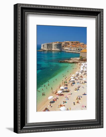 Dubrovnik, Croatia. Beach on the Adriatic Sea near Old Town.-Tom Haseltine-Framed Photographic Print