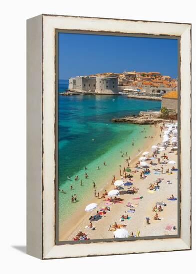 Dubrovnik, Croatia. Beach on the Adriatic Sea near Old Town.-Tom Haseltine-Framed Premier Image Canvas