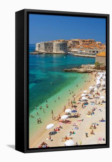 Dubrovnik, Croatia. Beach on the Adriatic Sea near Old Town.-Tom Haseltine-Framed Premier Image Canvas