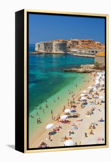 Dubrovnik, Croatia. Beach on the Adriatic Sea near Old Town.-Tom Haseltine-Framed Premier Image Canvas