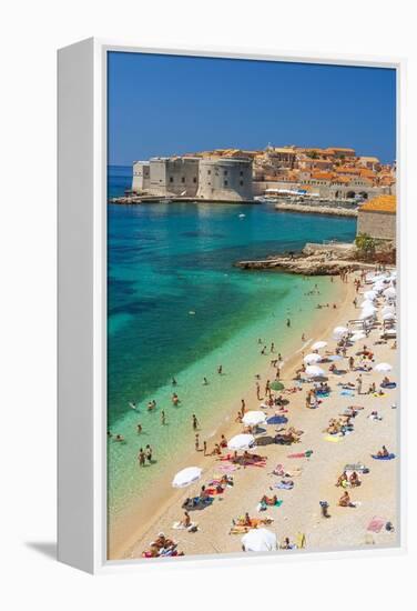 Dubrovnik, Croatia. Beach on the Adriatic Sea near Old Town.-Tom Haseltine-Framed Premier Image Canvas
