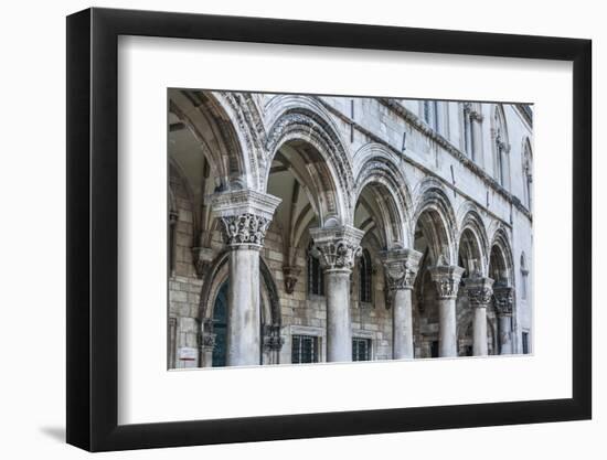 Dubrovnik, Croatia. Ornate columns at Sponza Palace.-Tom Haseltine-Framed Photographic Print