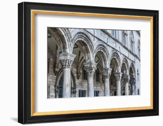 Dubrovnik, Croatia. Ornate columns at Sponza Palace.-Tom Haseltine-Framed Photographic Print