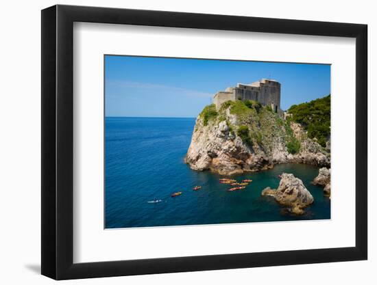 Dubrovnik, Dubrovnik-Neretva County, Croatia. Fort Lovrijenac or St. Lawrence Fortress. Canoeist...-null-Framed Photographic Print