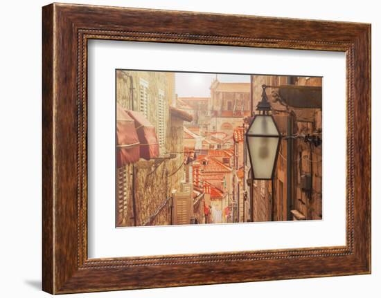 Dubrovnik Old City Street View, Croatia, Warm Filter, Lens Flare-iascic-Framed Photographic Print