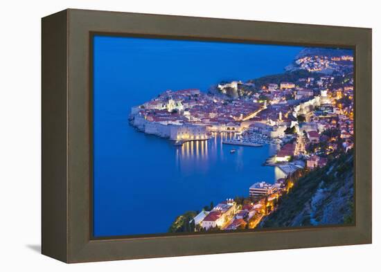 Dubrovnik Old Town at Night, Taken from Zarkovica Hill, Dalmatian Coast, Adriatic, Croatia, Europe-Matthew Williams-Ellis-Framed Premier Image Canvas