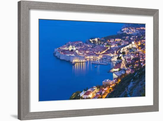 Dubrovnik Old Town at Night, Taken from Zarkovica Hill, Dalmatian Coast, Adriatic, Croatia, Europe-Matthew Williams-Ellis-Framed Photographic Print