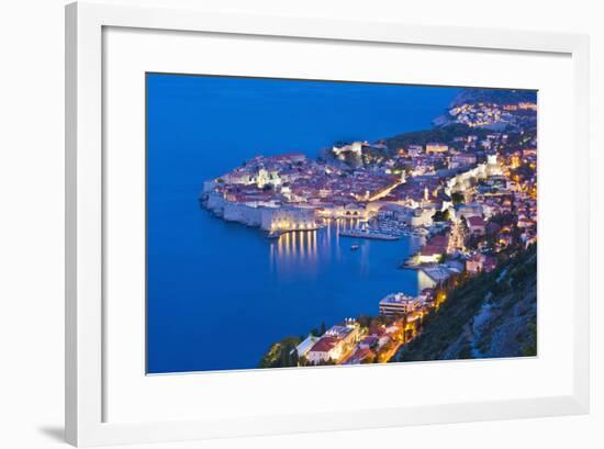 Dubrovnik Old Town at Night, Taken from Zarkovica Hill, Dalmatian Coast, Adriatic, Croatia, Europe-Matthew Williams-Ellis-Framed Photographic Print