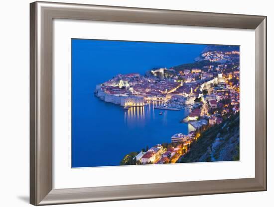 Dubrovnik Old Town at Night, Taken from Zarkovica Hill, Dalmatian Coast, Adriatic, Croatia, Europe-Matthew Williams-Ellis-Framed Photographic Print