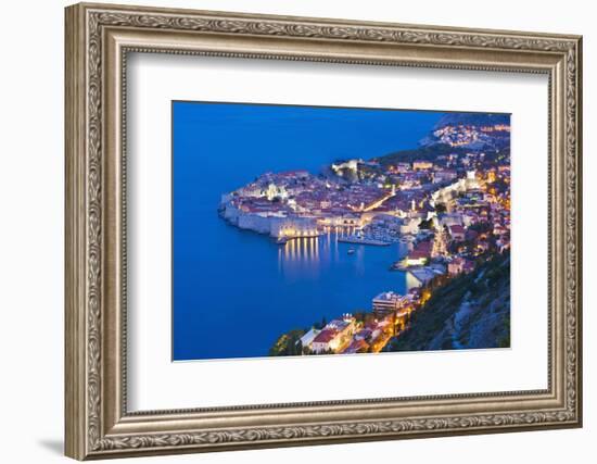 Dubrovnik Old Town at Night, Taken from Zarkovica Hill, Dalmatian Coast, Adriatic, Croatia, Europe-Matthew Williams-Ellis-Framed Photographic Print