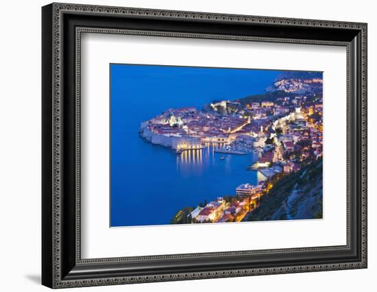 Dubrovnik Old Town at Night, Taken from Zarkovica Hill, Dalmatian Coast, Adriatic, Croatia, Europe-Matthew Williams-Ellis-Framed Photographic Print