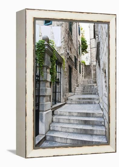 Dubrovnik Old Town, One of the Narrow Side Streets, Dubrovnik, Croatia, Europe-Matthew Williams-Ellis-Framed Premier Image Canvas
