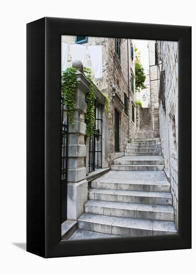 Dubrovnik Old Town, One of the Narrow Side Streets, Dubrovnik, Croatia, Europe-Matthew Williams-Ellis-Framed Premier Image Canvas