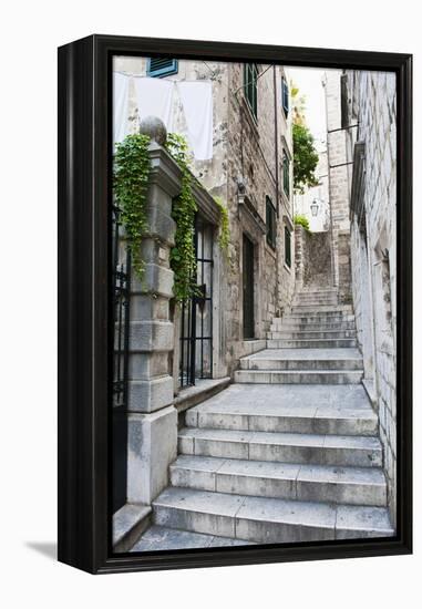 Dubrovnik Old Town, One of the Narrow Side Streets, Dubrovnik, Croatia, Europe-Matthew Williams-Ellis-Framed Premier Image Canvas