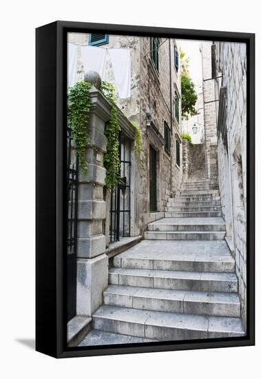 Dubrovnik Old Town, One of the Narrow Side Streets, Dubrovnik, Croatia, Europe-Matthew Williams-Ellis-Framed Premier Image Canvas