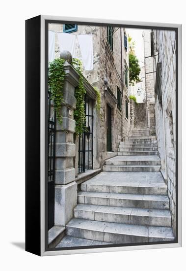 Dubrovnik Old Town, One of the Narrow Side Streets, Dubrovnik, Croatia, Europe-Matthew Williams-Ellis-Framed Premier Image Canvas