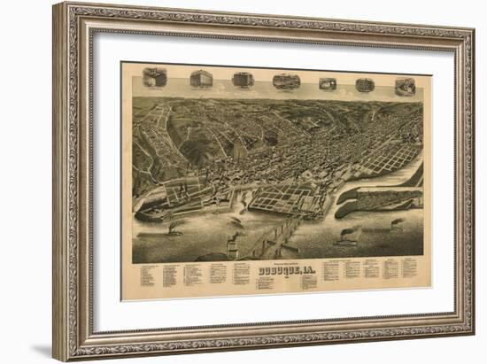 Dubuque, Iowa - Panoramic Map-Lantern Press-Framed Art Print