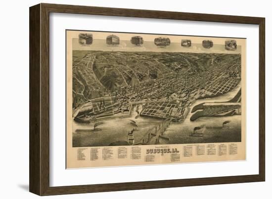 Dubuque, Iowa - Panoramic Map-Lantern Press-Framed Art Print